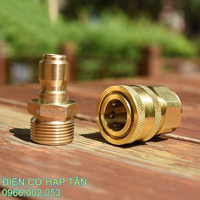 BỘ JACK ĐỒNG NỐI NHANH CHO MÁY RỬA XE - NHÔM MẠ ĐỒNG 22MM