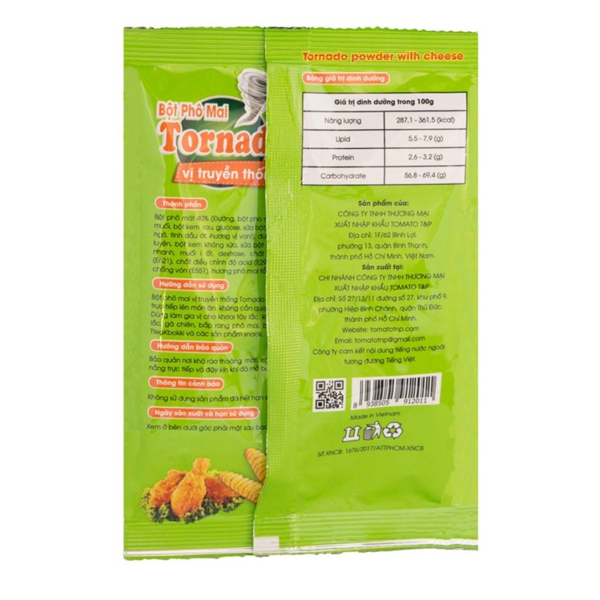 Combo 2 Gói Bột Phô Mai Tornado Vị Truyền Thống (100g / Gói)