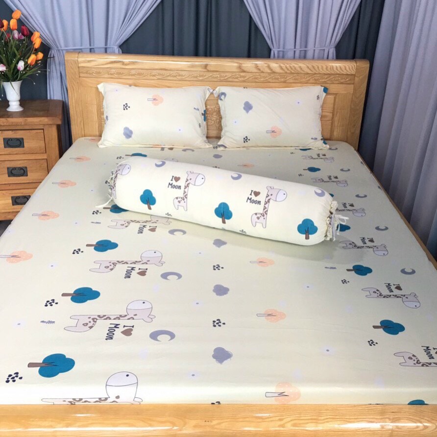 Bộ Drap Thun Lạnh Hàn Quốc cực bền màu ,    1m6 hoặc 1m8 x 2m