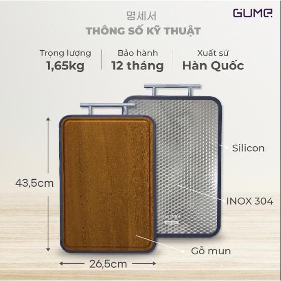 Thớt Kháng Khuẩn Cao Cấp GUME 2 Mặt, Gỗ Mun Kháng Khuẩn, Tay Treo Tiện Dụng, Nhập Hàn