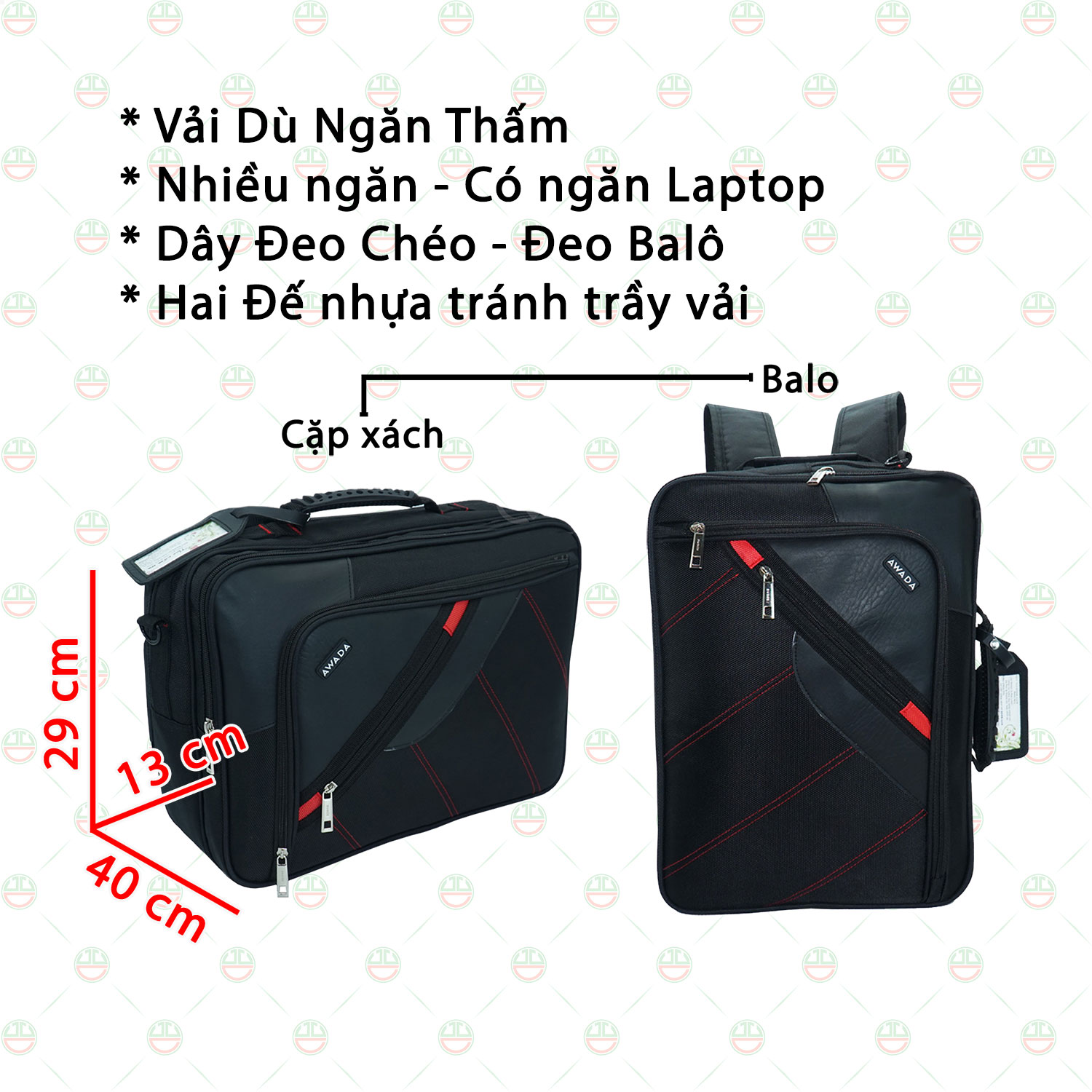 Hình ảnh Cặp Xách Công Sở Đa Năng KhoNCC Hàng Chính Hãng (Biến Thành Balo) - Có Ngăn Laptop Cho Dân Văn Phòng Đẹp Giá Rẻ - KKT-CDN-2148 (Đen)