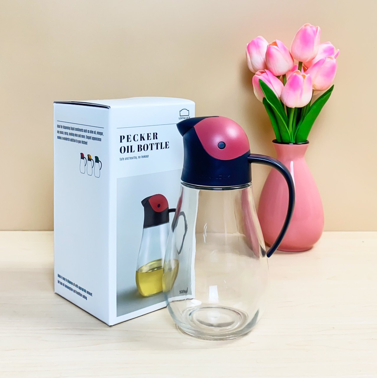 Bình Rót Dầu Nắp Mở Tự Động Tiện Lợi Bằng Thủy Tinh Cao Cấp Dung Tích 550ml CKO201