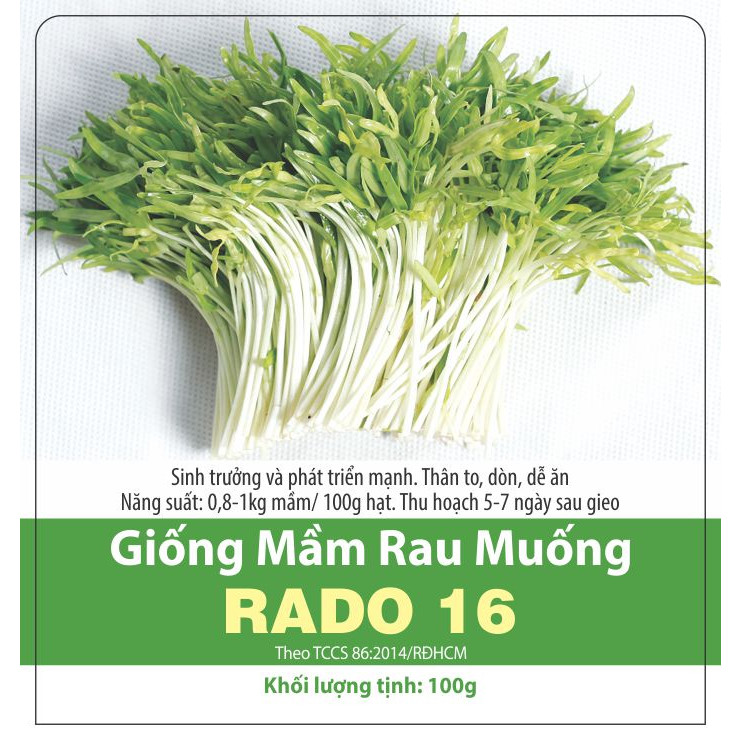 Hạt giống Rau mầm rau Muống RADO 16 100gram - nãy mầm cực mạnh