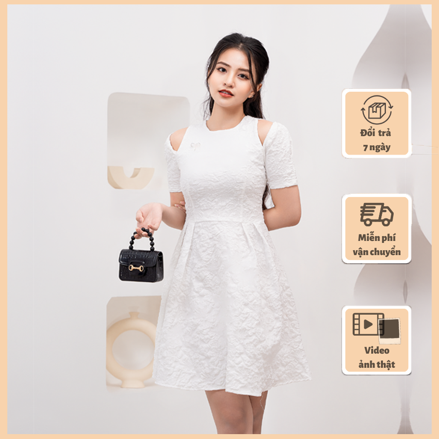 Váy hoa in nổi phong cách Hàn Quốc v238