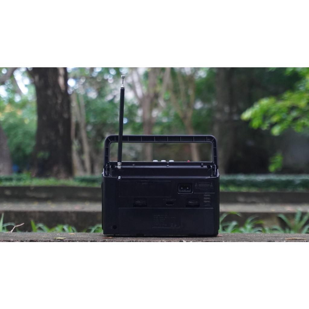 0357628205 Đài FM RADIO FP-1975U- Loa nghe nhạc kết hợp đài radio có thiết kế cổ điển, vỏ giả gỗ 0357628205