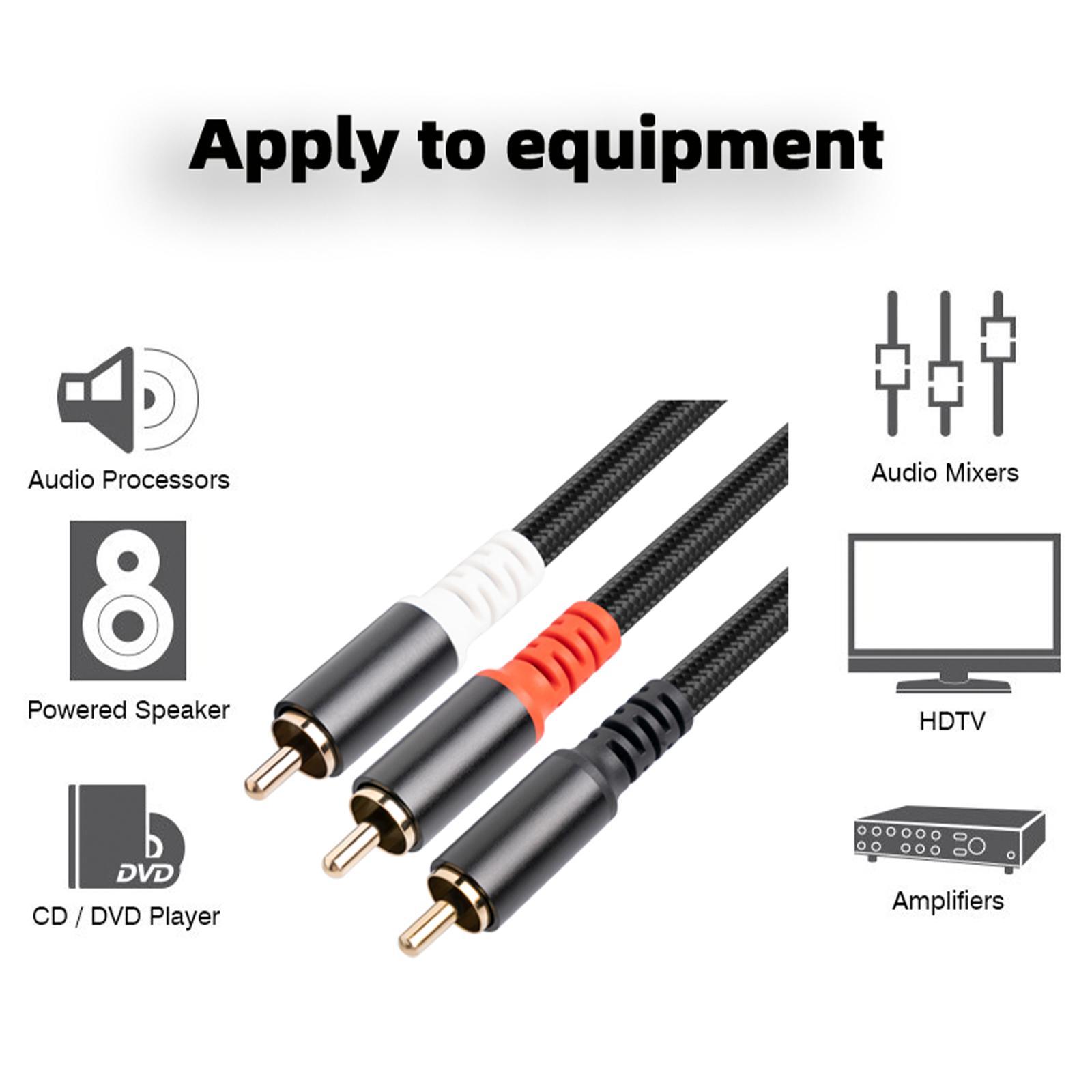 RCA to 2RCA Subwoofer Cable,1 RCA Male to 2 RCA Male Audio Cable RCA Y Adapter Stereo Plug Phone Headphone Output to Home Audio System
