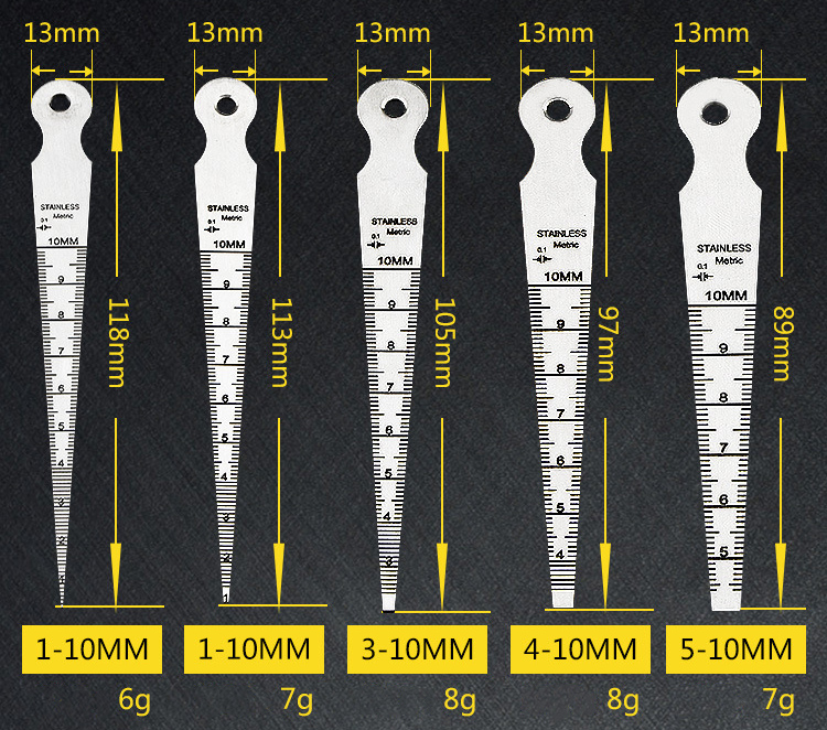 Bộ 5 thước đo ke hở dạng tên 1-10mm chính xác 0.1mm ID736
