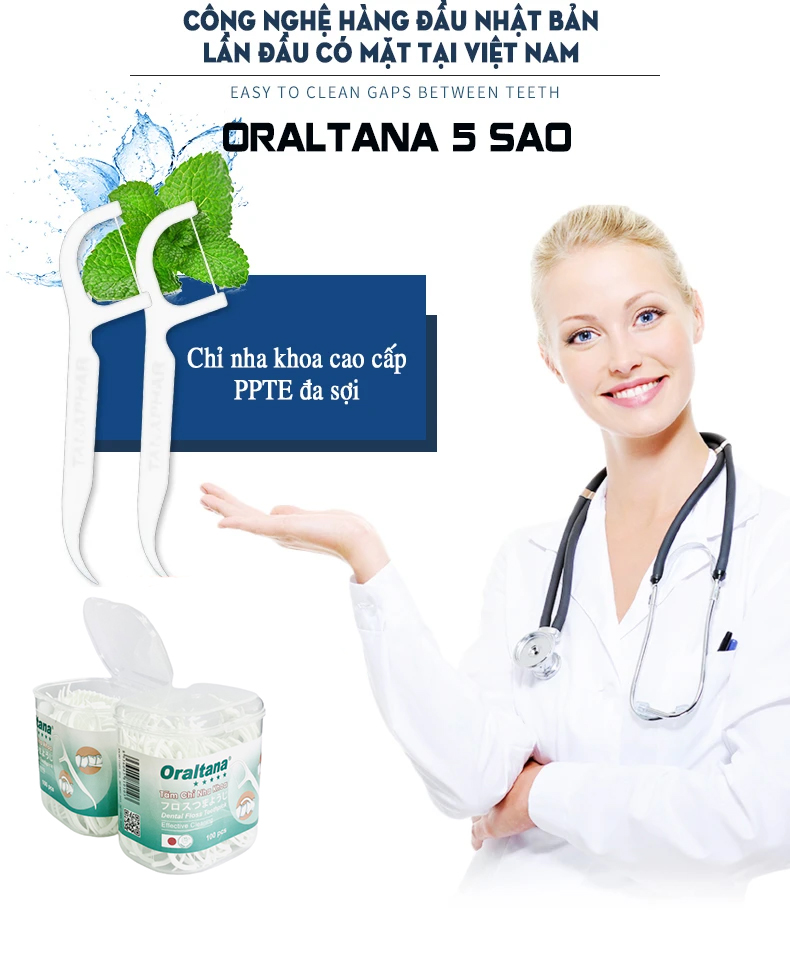 Lọ Tăm Chỉ Nha Khoa Oraltana 5 Sao (Lọ 100 Cái)