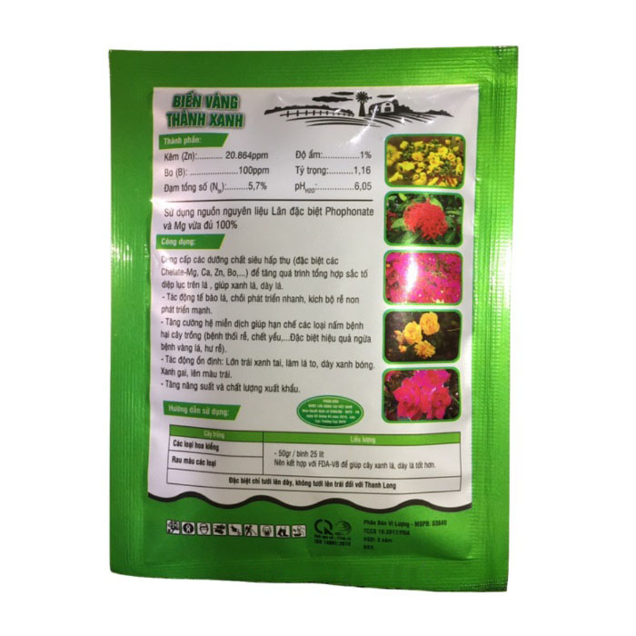 Phân vi lượng dễ hấp thụ Diệp Lục Tố - giúp biến lá vàng thành xanh - dày lá - quả to đẹp