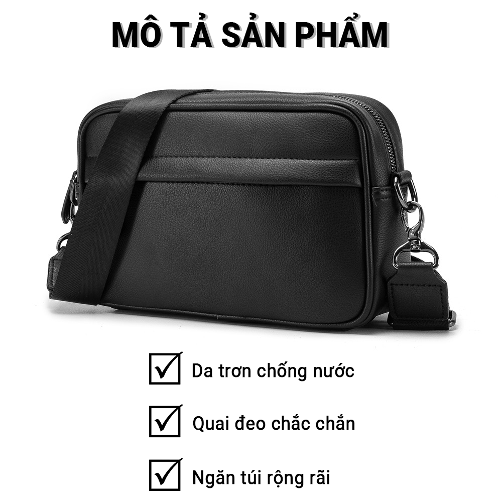 Hình ảnh Túi Đeo Chéo Nam Nữ Da Đen Thời Trang Unisex Phong Cách Chất Liệu Cao Cấp Chống Nước Besti - Hàng Chính Hãng