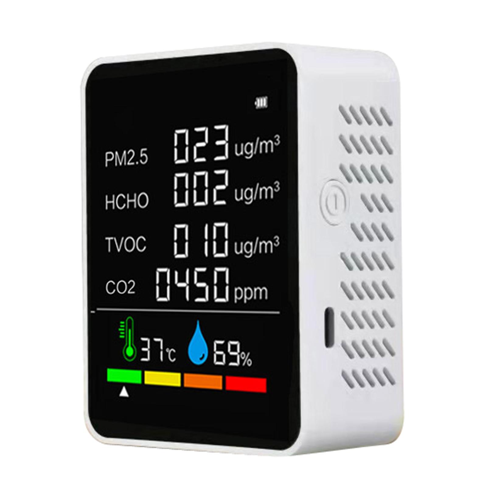 Multi-use 6 in 1 CO2 Meter Digital Temperature Humidity Tester Carbon Dioxide TVOC HCHO Detector Air Quality Monitor