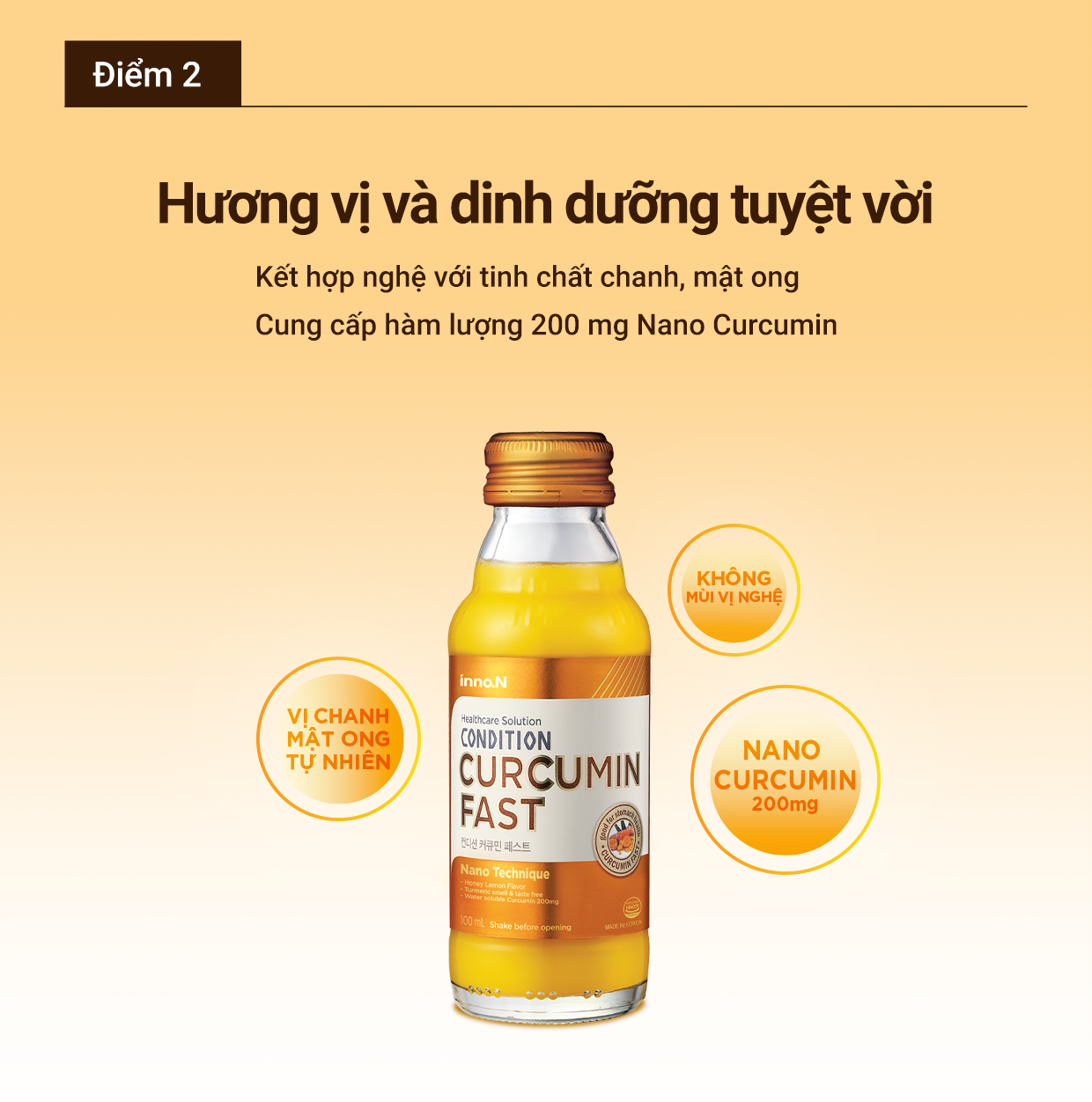 Nước Tinh Nghệ CONDITION inno.N Hỗ Trợ Bảo Vệ Và Giảm Viêm Loét Dạ Dày, Tá Tràng (Chai 100ml)