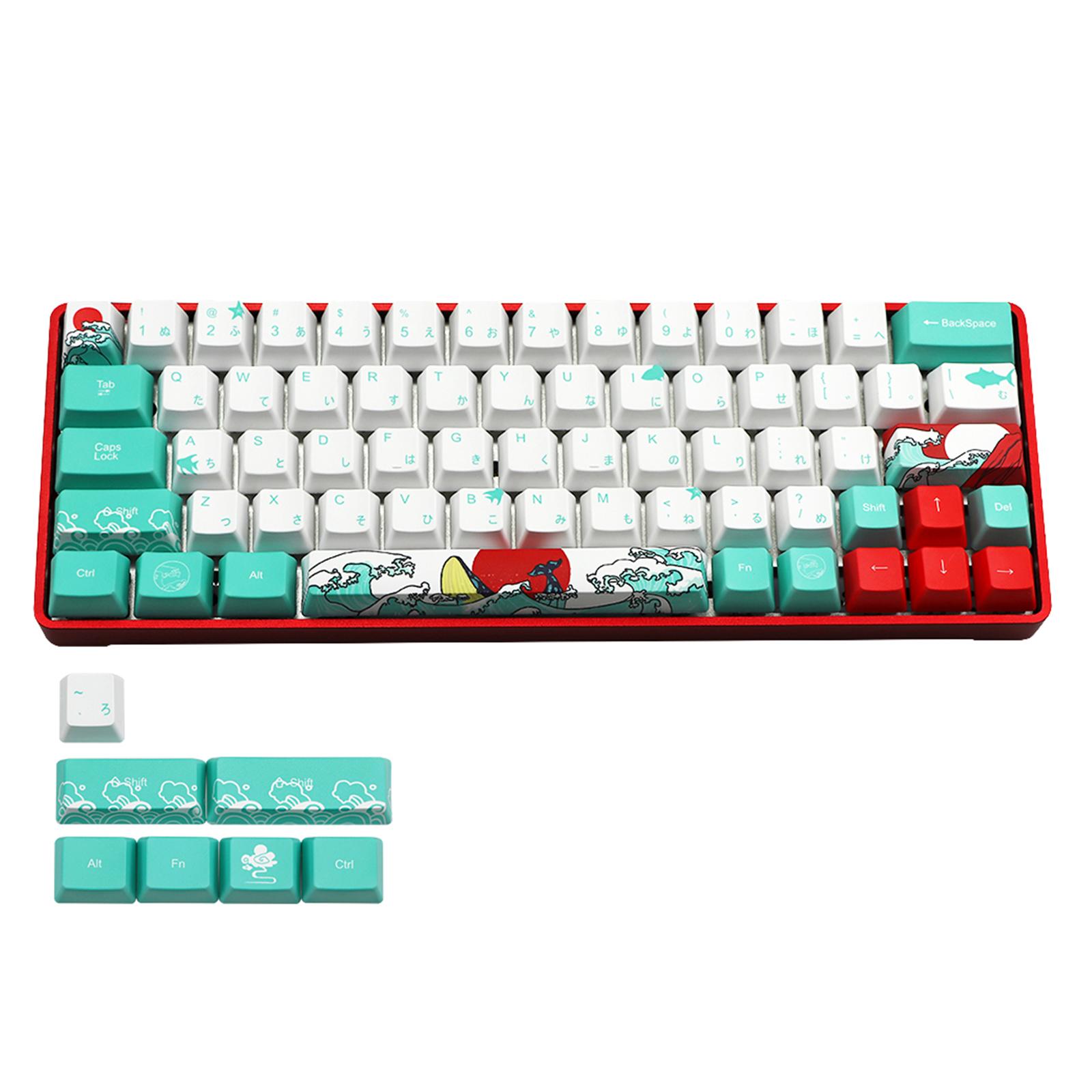 Coral Sea Ukiyo-e Keycaps PBT Dye Sublimation 71 Key Full Set for GK61 GK64 RK61