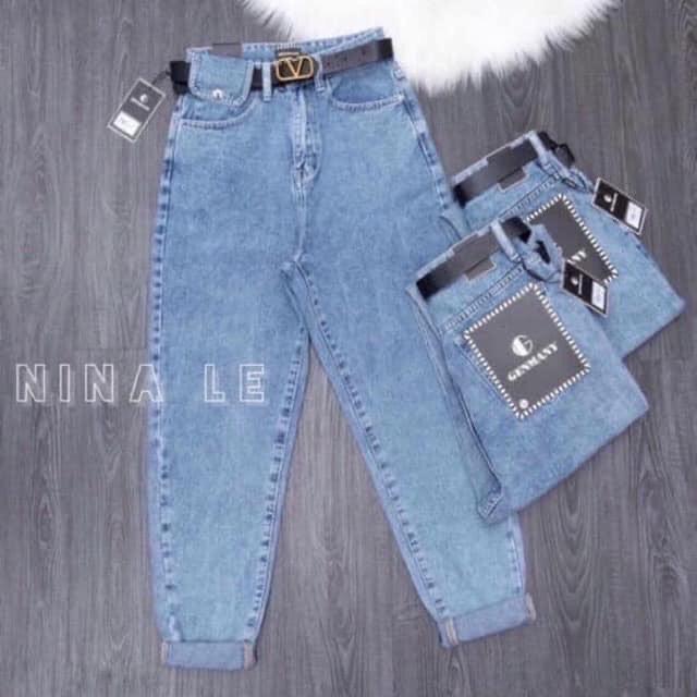 Quần Jean Nữ Trơn Túi Nắp Dáng Baggy