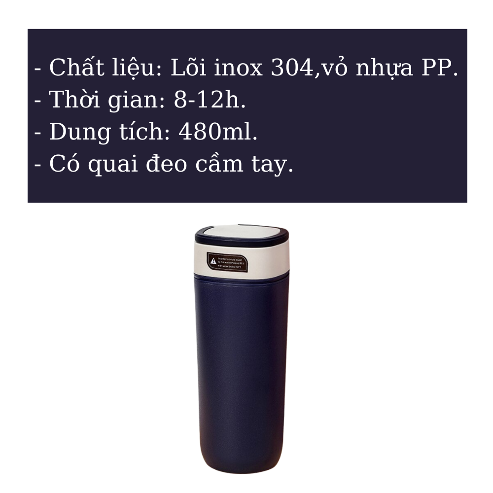 Bình giữ nhiệt lõi inox 304 TiLoKi TGN21 có tay cầm dung tích 480ml - Hàng Chính Hãng