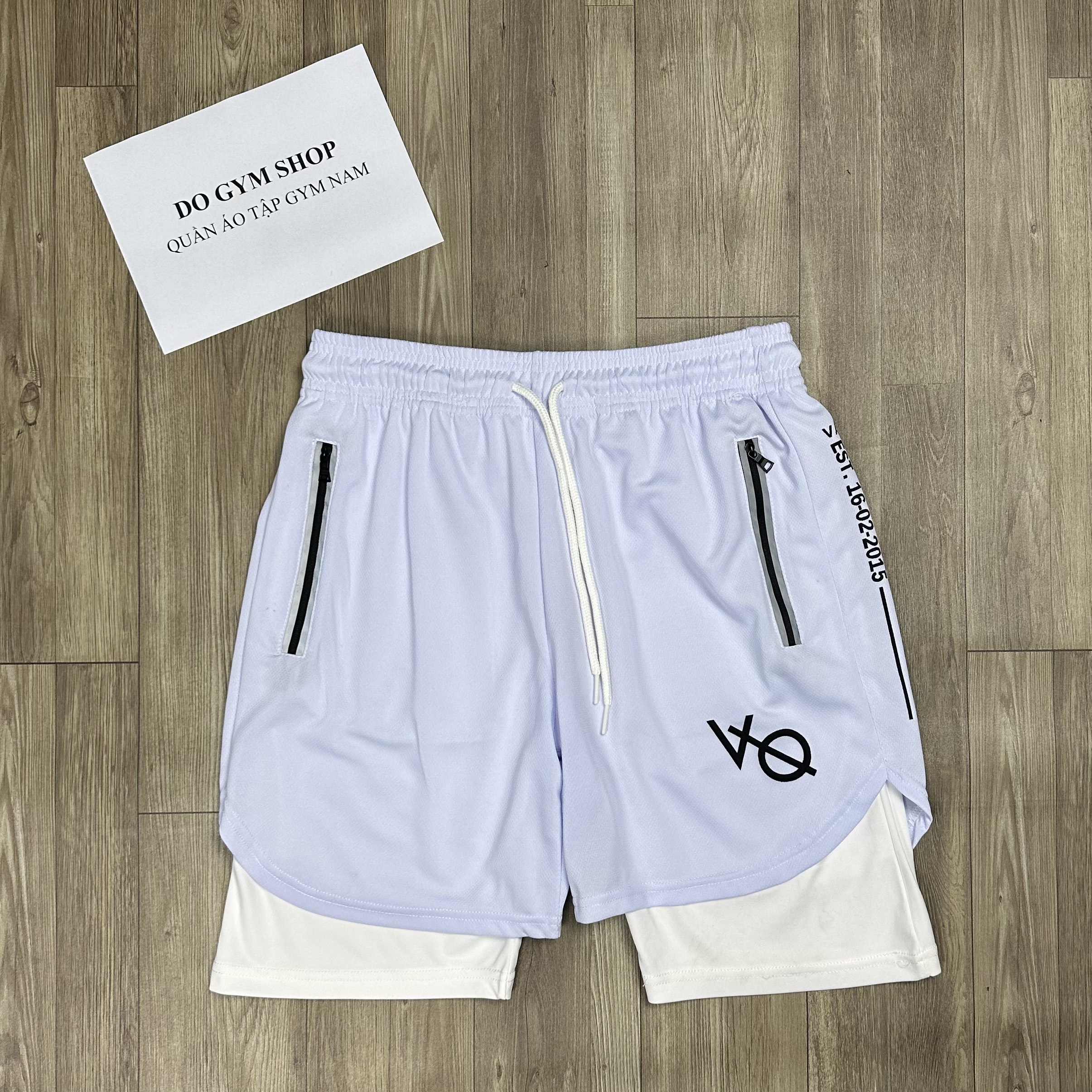 Quần 2 lớp nam tập gym DO GYM SHOP thun lỗ kim thoáng mát khi chơi thể thao QV2L11