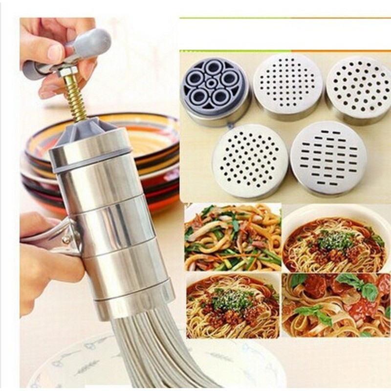 Dụng cụ làm bún tươi, nui, phở, bánh canh 5 đầu thay inox cao cấp - Khuôn làm bún đa năng làm đồ ăn cho gia đình đảm bảo an toàn vệ sinh thực phẩm HÀNG MỚI VỀ