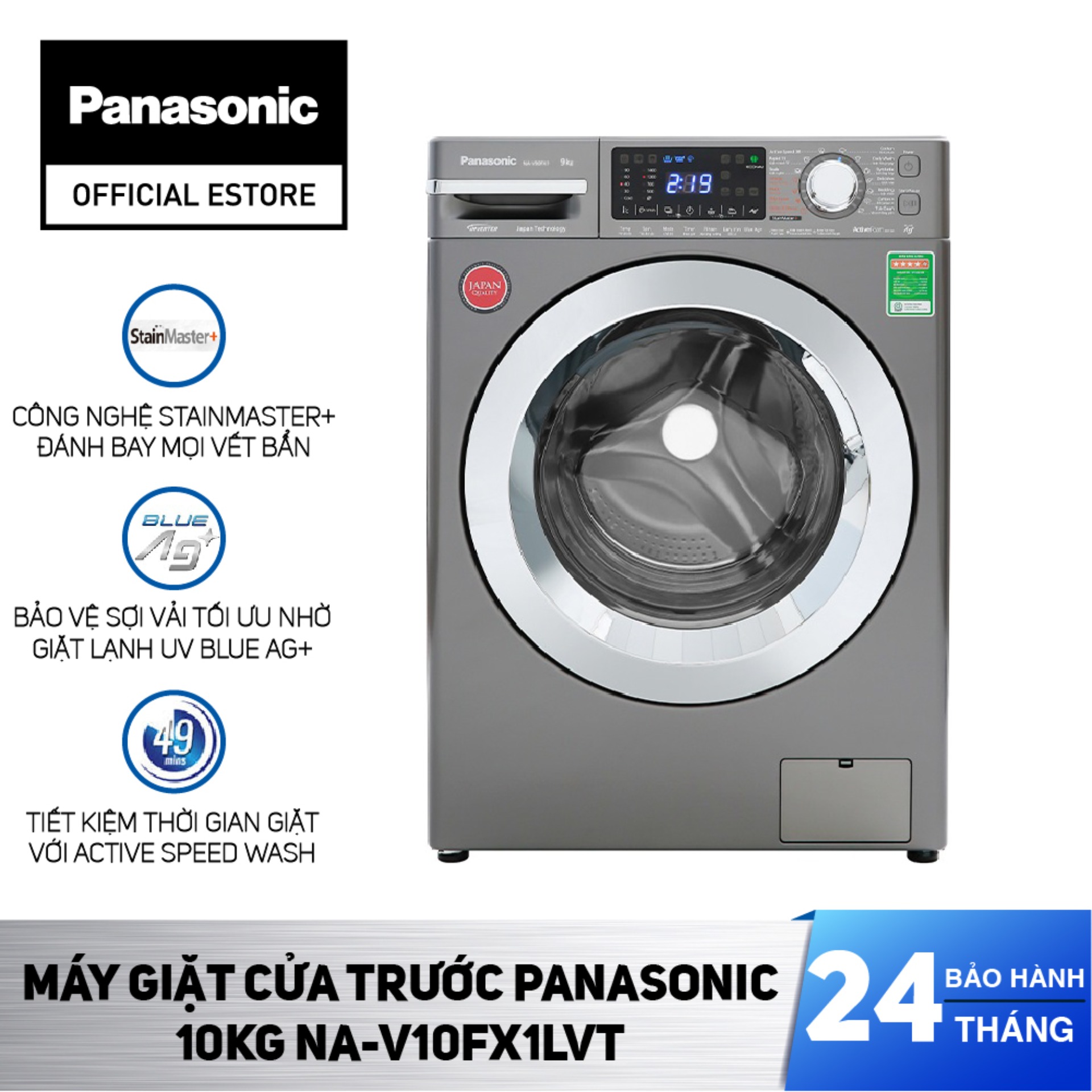 [Lắp đặt trong vòng 24h] Máy Giặt Cửa Trước Panasonic 10KG NA-V10FX1LVT - Diệt Khuẩn 99.9% - Hàng chính hãng