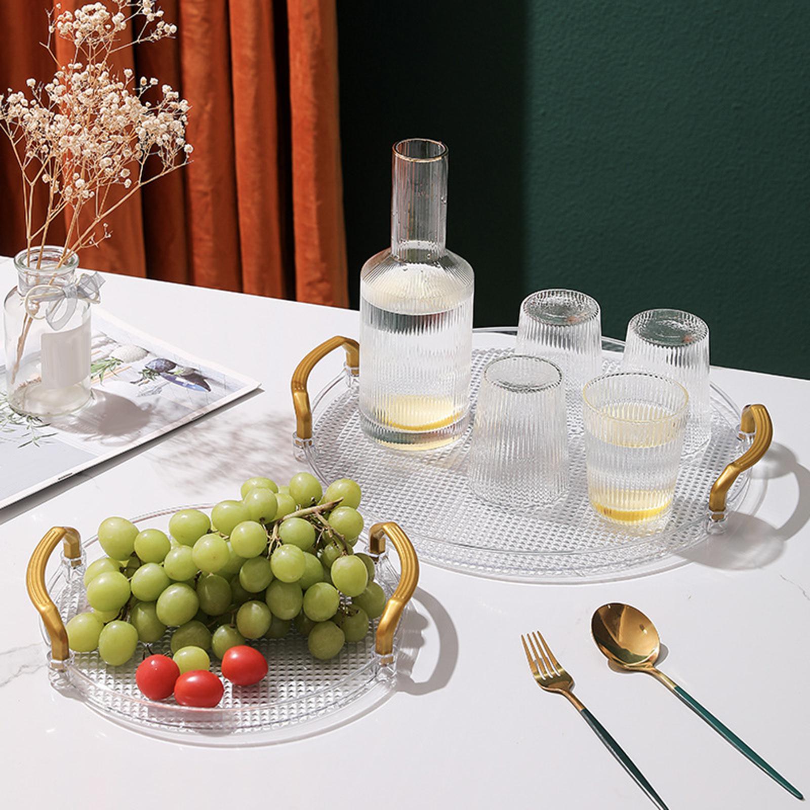 Cake Stand with Cover Round Serving Tray with Handle Dessert Snack Tray Countertop Organizer Transparent for Tea Breakfast