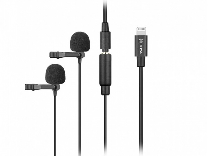 MIC THU ÂM KÉP CÀI ÁO BOYA BY-M2D CHO ĐIỆN THOẠI IPHONE CỔNG LIGHTNING hàng chính hãng