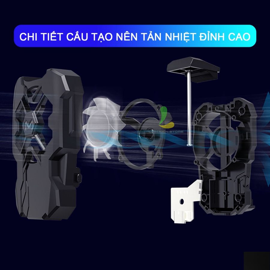 Quạt tản nhiệt điện thoại Memo FL07 - Phụ kiện gaming hạ nhiệt thiết kế đậm chất gaming, dung lượng pin 400mAh - Hàng nhập khẩu