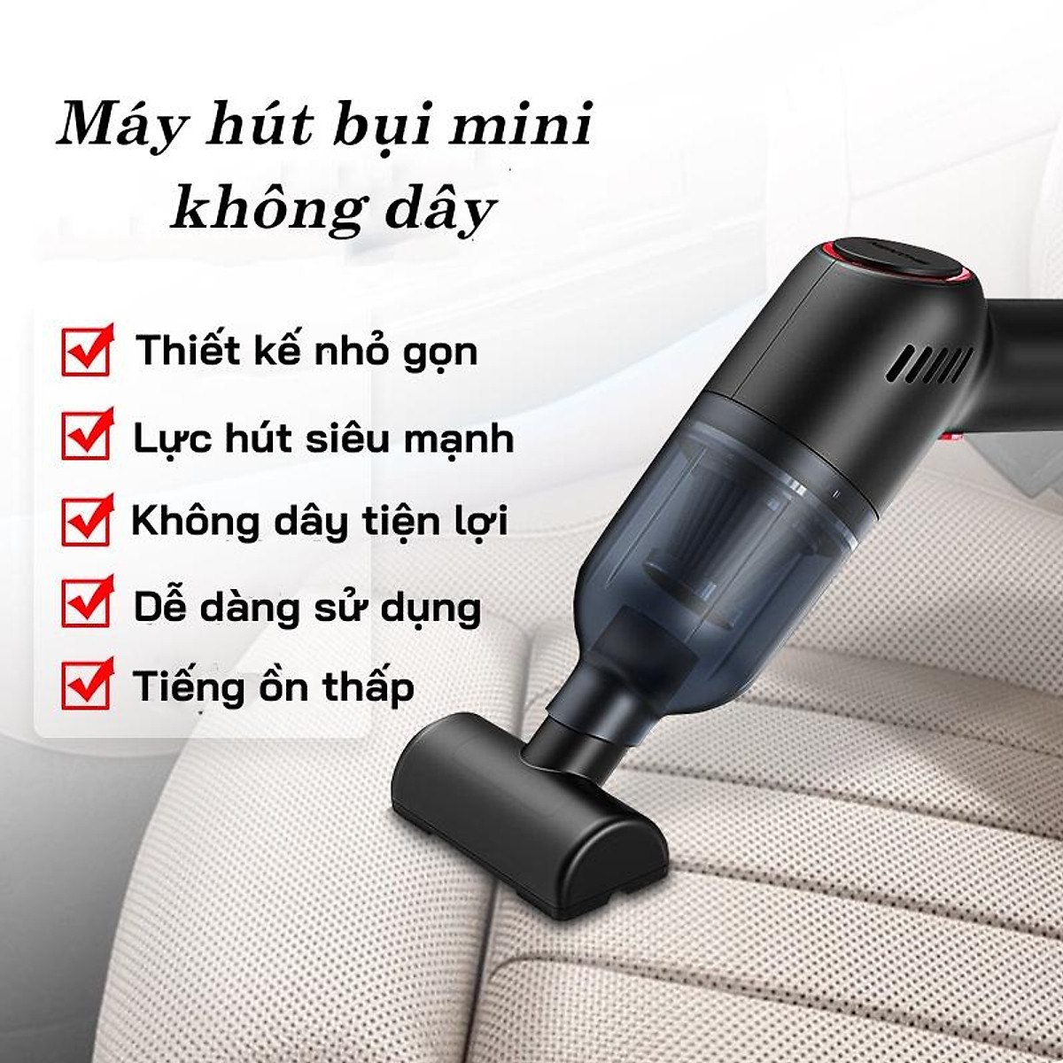 Máy hút bụi cầm tay mini không dây, hút bụi ô tô, xe hơi, hút bụi giường nệm DELIYA lực hút 9000PA - HÀNG CHÍNH HÃNG