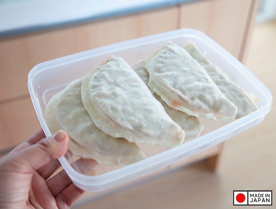 Hộp nhựa đựng thực phẩm nắp dẻo, dáng dẹt 1L Nakaya Nhật Bản