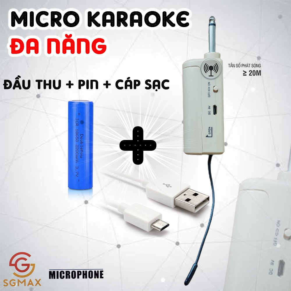 combo 2 Micro Không Dây karaoke SGMAX G02 Chuyên Dùng Cho loa kéo, amply siêu hay mic dùng pin sạc tiện lợi micro nhẹ hút âm chống hú tốt hàng chính hãng