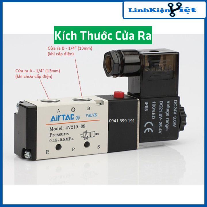 Van điện từ khí nén AIRTAC mã 4V210-08, van khí nén 5 kênh hai chữ số