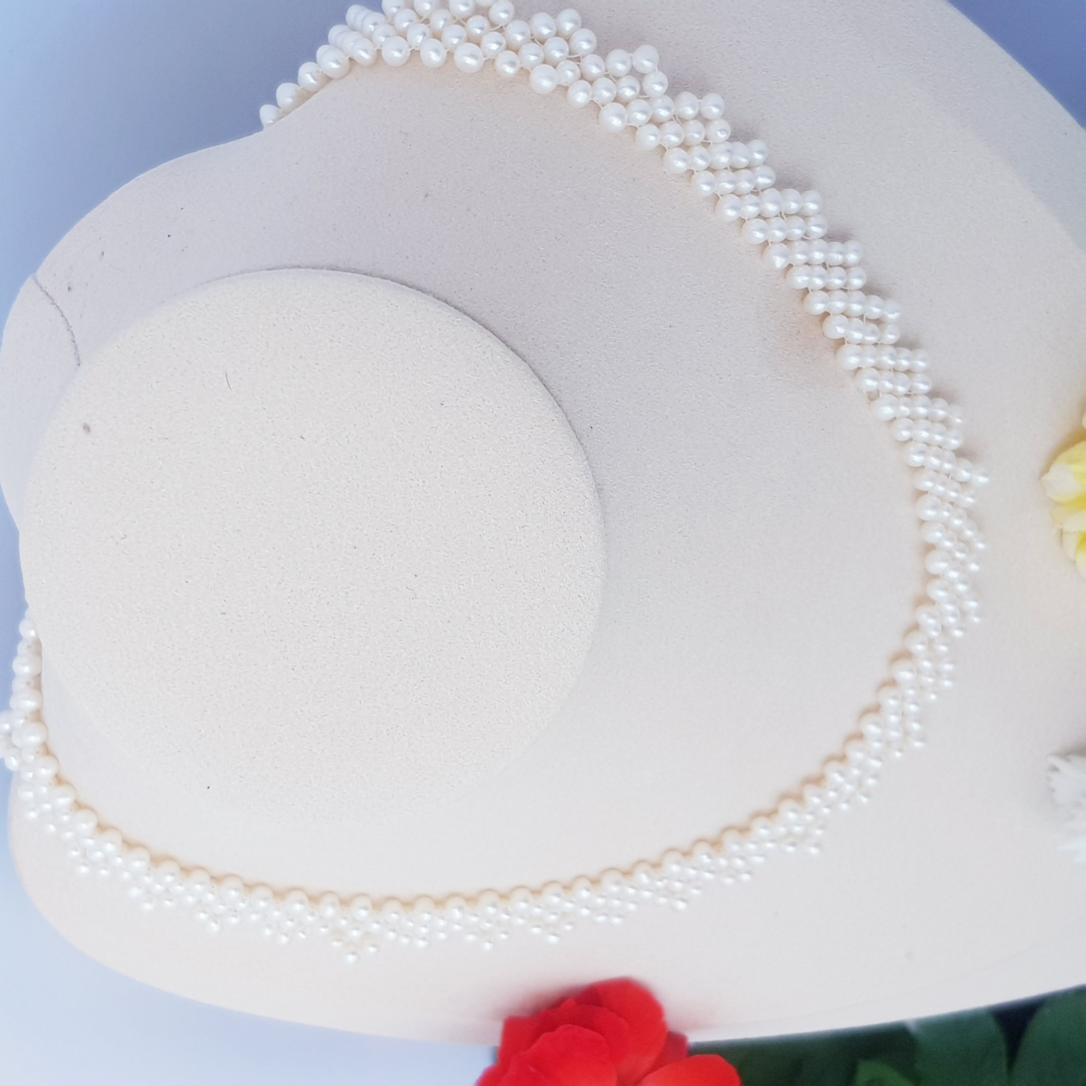 Chuỗi Vòng Cổ Ngọc Trai Tự Nhiên Cao Cấp - Chuỗi Đơn Kết Hàng Ren 45 - Trang Sức Cô Tấm - LACE PERL - COTAM1105 + Tặng kèm bông tai nụ KT2603