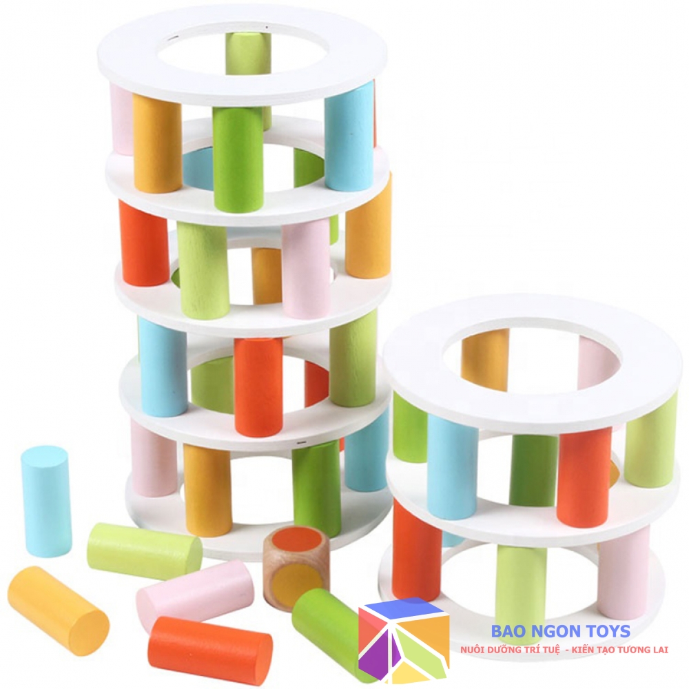 ĐỒ CHƠI GỖ XẾP THÁP THĂNG BẰNG GIÚP PHÁT TRIỂN TƯ DUY CHIẾN LƯỢC VÀ VẬN ĐỘNG TINH GIA TĂNG SỰ TƯƠNG TÁC GIỮA BÉ VÀ CÁC BẠN