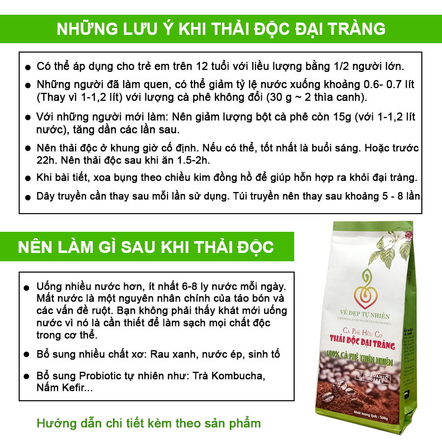 Bộ Thải Độc Đại Tràng Bằng Cà Phê Hữu Cơ CPR81 Giúp Đại Tràng Sạch, Chữa Táo Bón, Tiêu Hóa Tốt; Giảm Cân, Sáng Da - Bộ Đầy Đủ Dụng Cụ Dùng 10 Ngày