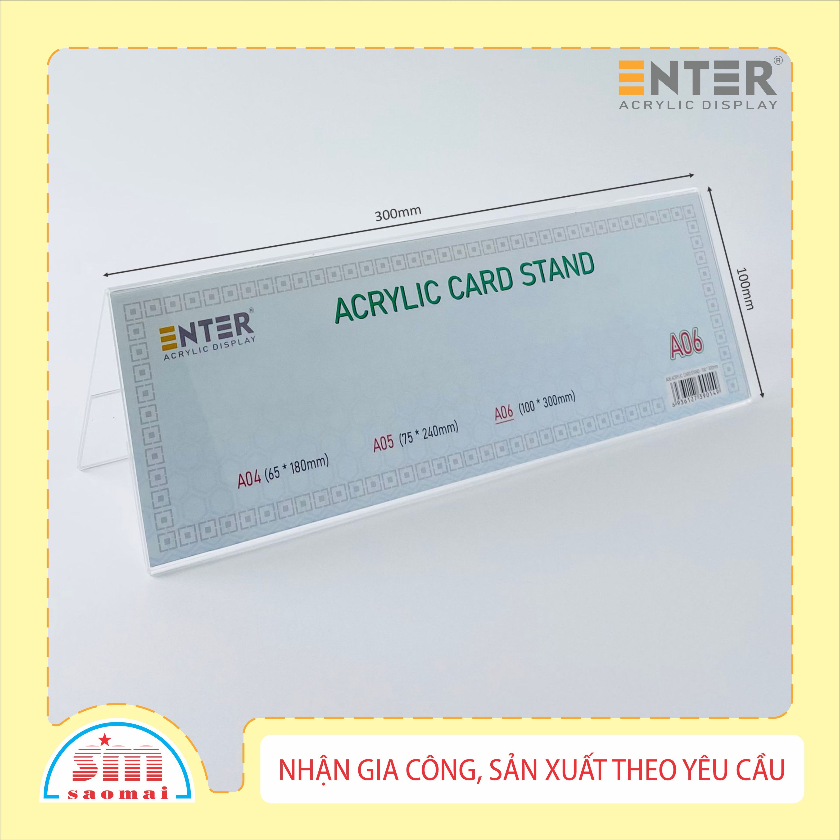 Biển chức danh, Bảng tên để bàn, Kệ mica chức vụ 2 mặt Enter A06 300x100mm đại (20)