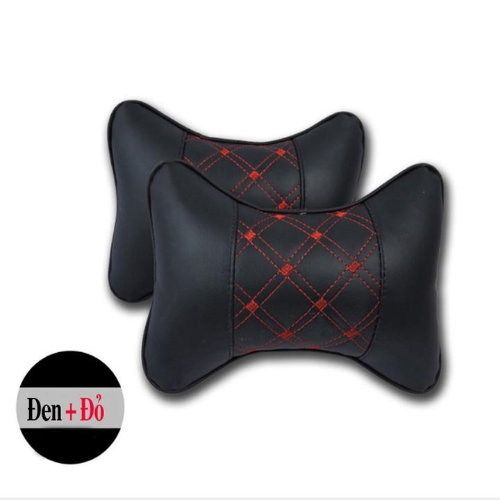Bộ 02 gối tựa đầu xe hơi _ Đen phối đỏ
