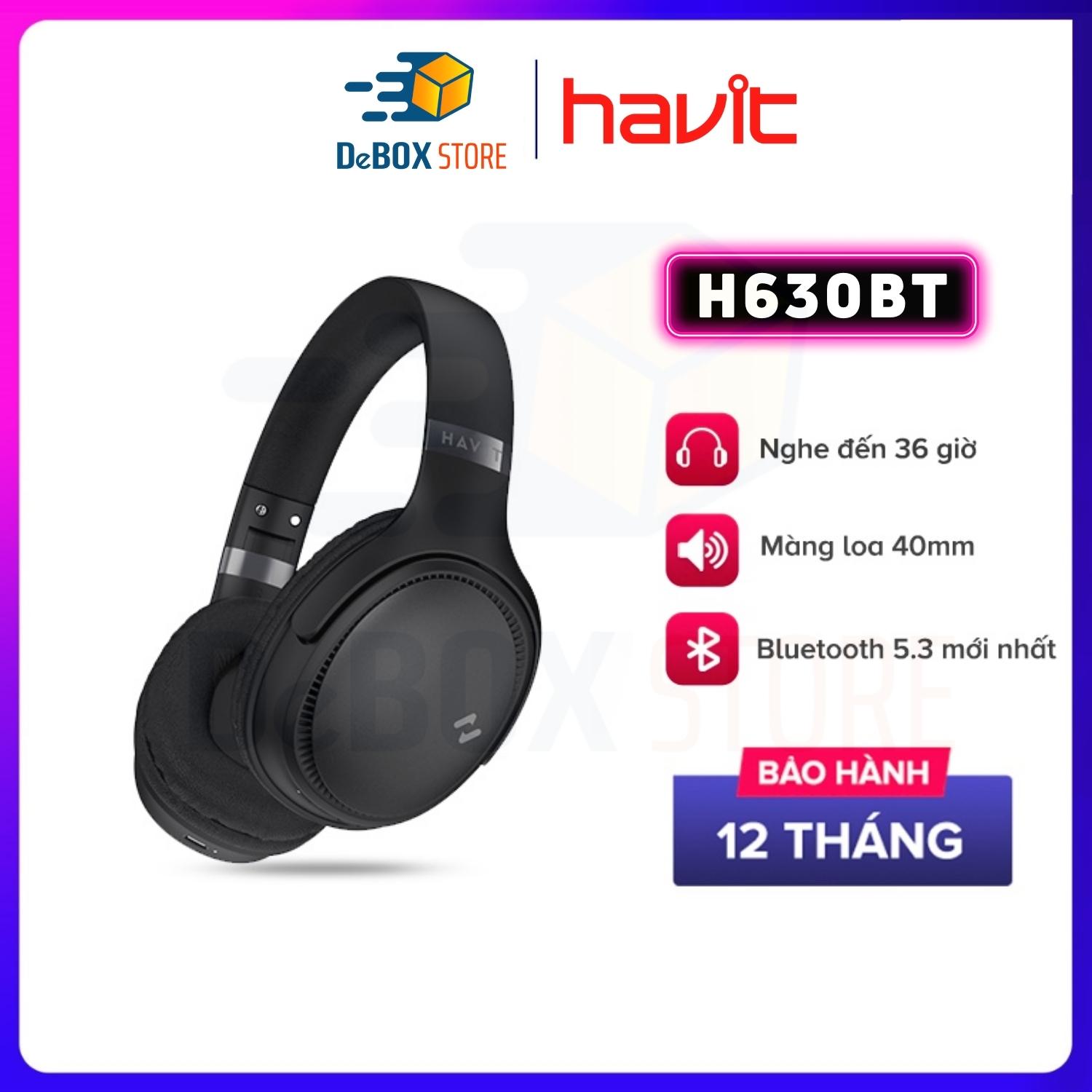 Tai Nghe Bluetooth Không Dây Headphone HAVIT H630BT, Driver 40mm, BT 5.3, Gập Tiện Lợi, Nghe Đến 36H - Hàng Chính Hãng