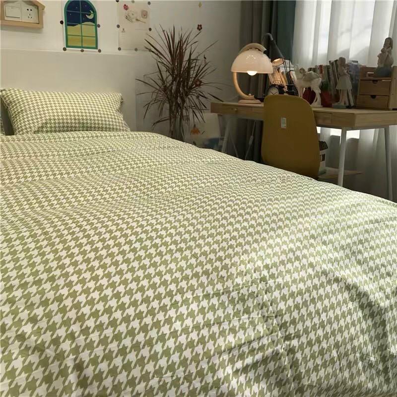 Bộ chăn ga Cotton Poly M2T bedding chăn ga Hàn Quốc roma xanh lá đủ size miễn phí bo chun