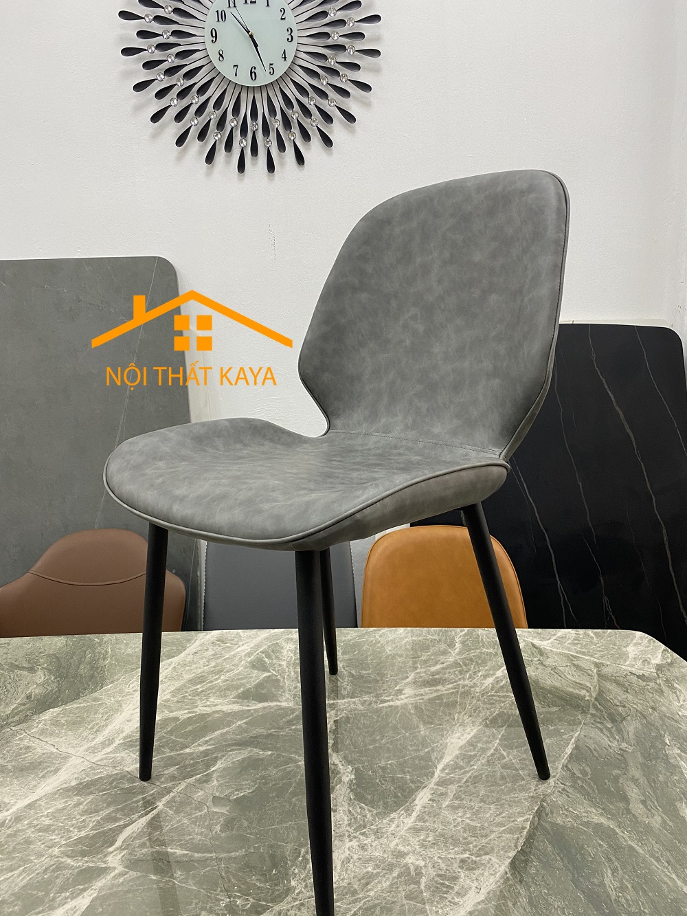 Bộ Bàn Mặt Đá Ceramic Chân Neva 6 Ghế Nhập Khẩu KY-GH19