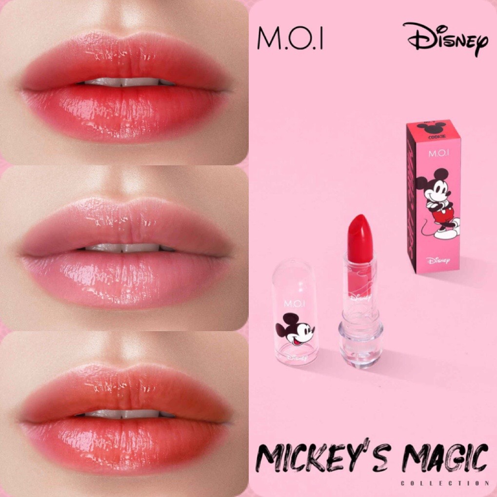 SET 3 Son Dưỡng Môi Có Màu M.O.I Hồ Ngọc Hà MAGIC LIPS Mickey Disney Mềm Môi Giữ Màu Lâu Căng Mọng 3 Tone Màu Tự Nhiên [Tặng Túi Mickey]