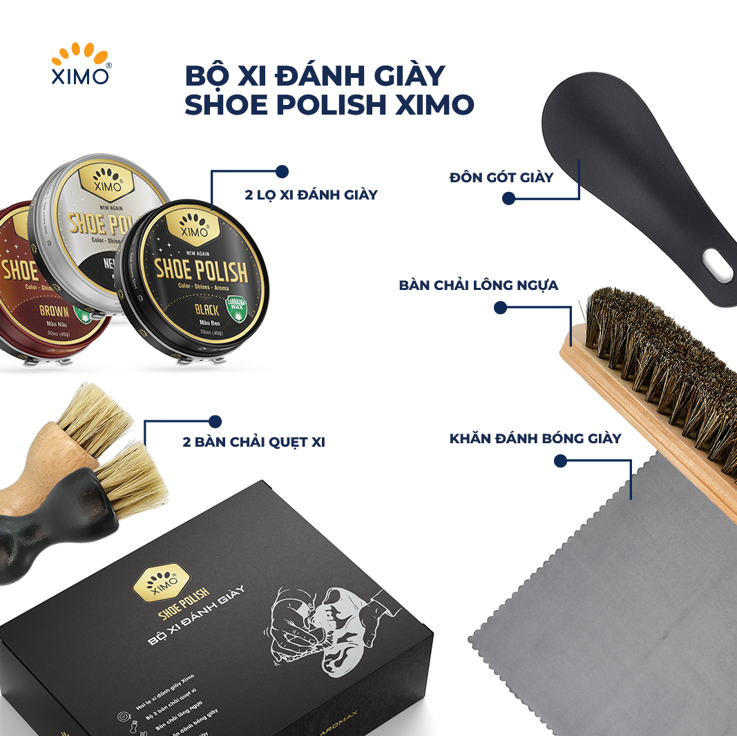 Xi đánh giày dạng sáp phục hồi và đánh bóng giày, đồ da SHOE POLISH 50ml