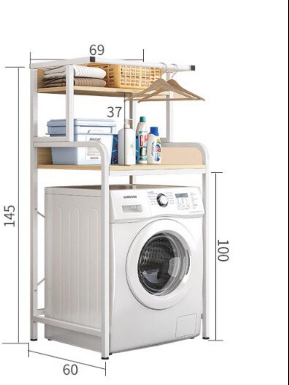 Kệ máy giặt 2 3 tầng cửa trước chất liệu cao cấp, Kệ để đồ trên máy giặt nhà tắm thông minh tiện lợi