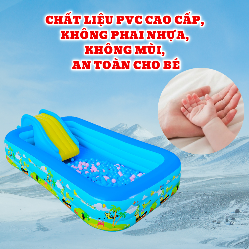 Bể bơi cho bé 2m6, hồ bơi phao trẻ em HERO KIDS loại dày, chất liệu PVC cao cấp