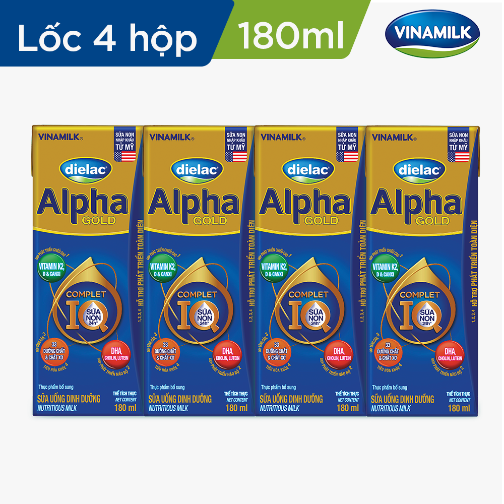 Thùng 48 Hộp Sữa Bột Pha Sẵn Vinamilk Dielac Alpha Gold IQ 180ml