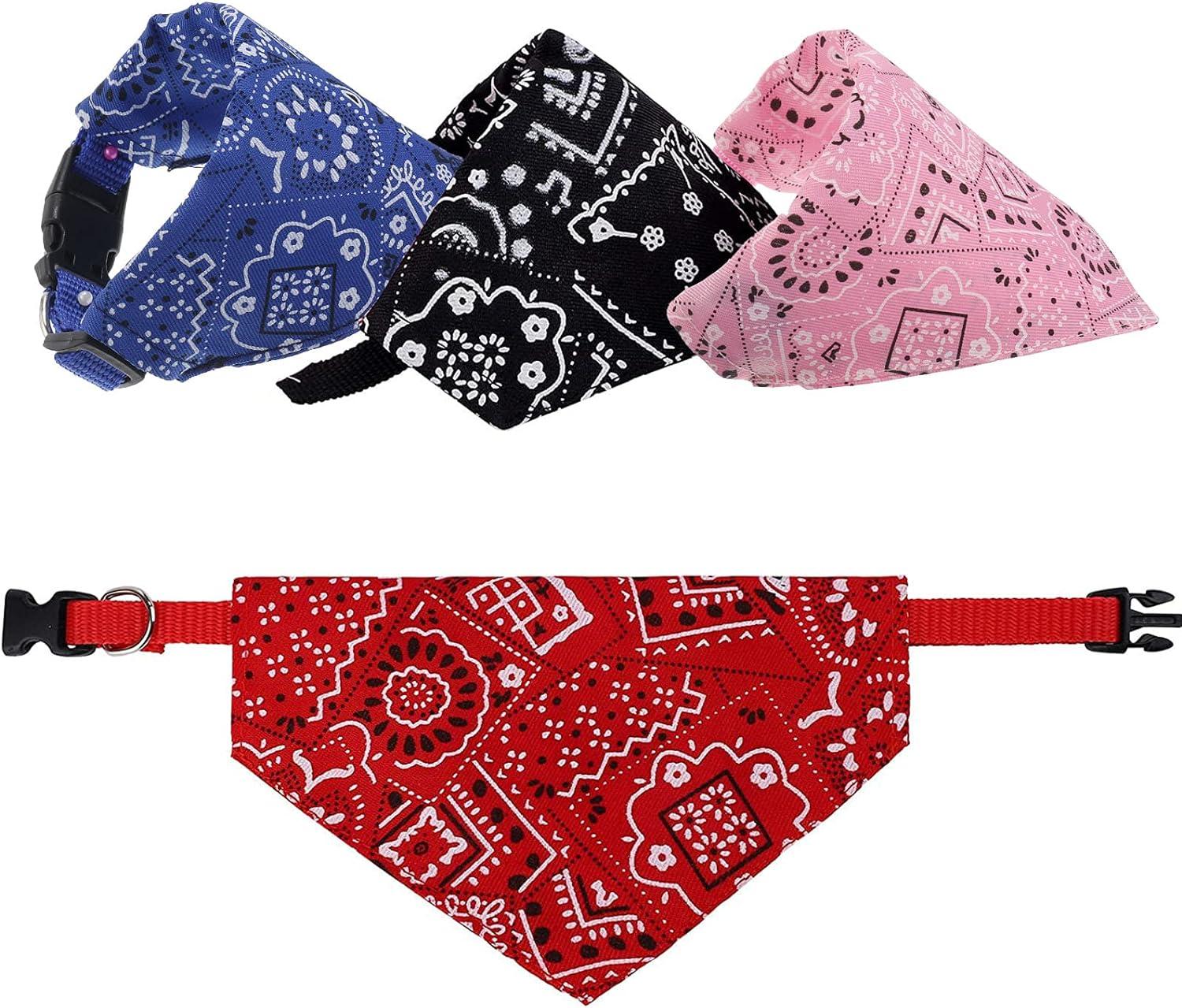Tập hợp 4 con chó bandanas, chó thời trang bandana có thể điều chỉnh khăn quàng cổ hình con chó phụ kiện chó cho chó nhỏ và vừa có