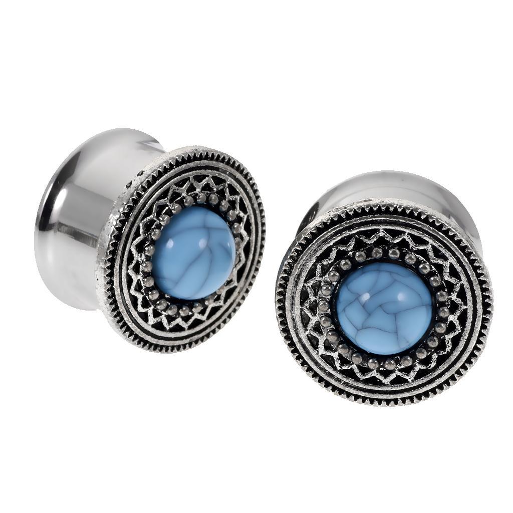 Ear Piercing Screw  Stretcher  Tunnel with Blue Turquoise