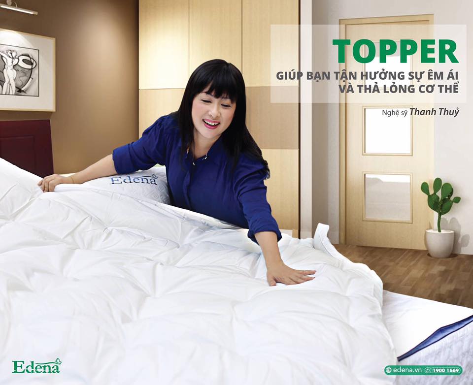 Nệm Topper Edena Deluxe - Topper MicroFiber - Tấm lót làm mềm, bảo vệ nệm - Dày 5cm - 6 Kích Thước