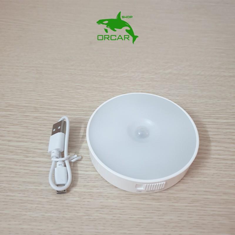 Đèn cảm biến chuyển động led hình tròn có pin sạc tự động phát sáng khi có người