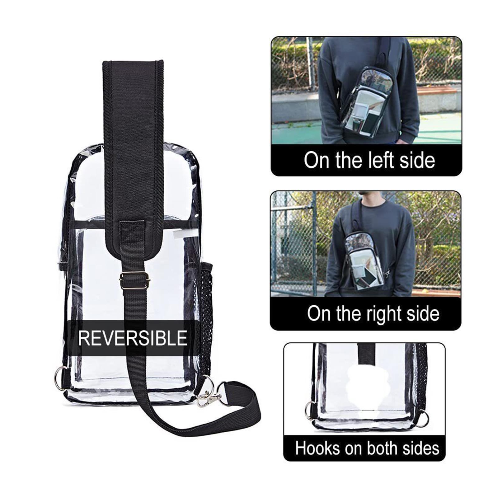 Clear  Bag Transparent Chest Daypack Casual with Mesh Water Bottle Holder Purse Shoulder Bag Crossbody Backpack for Beach Biking Travel