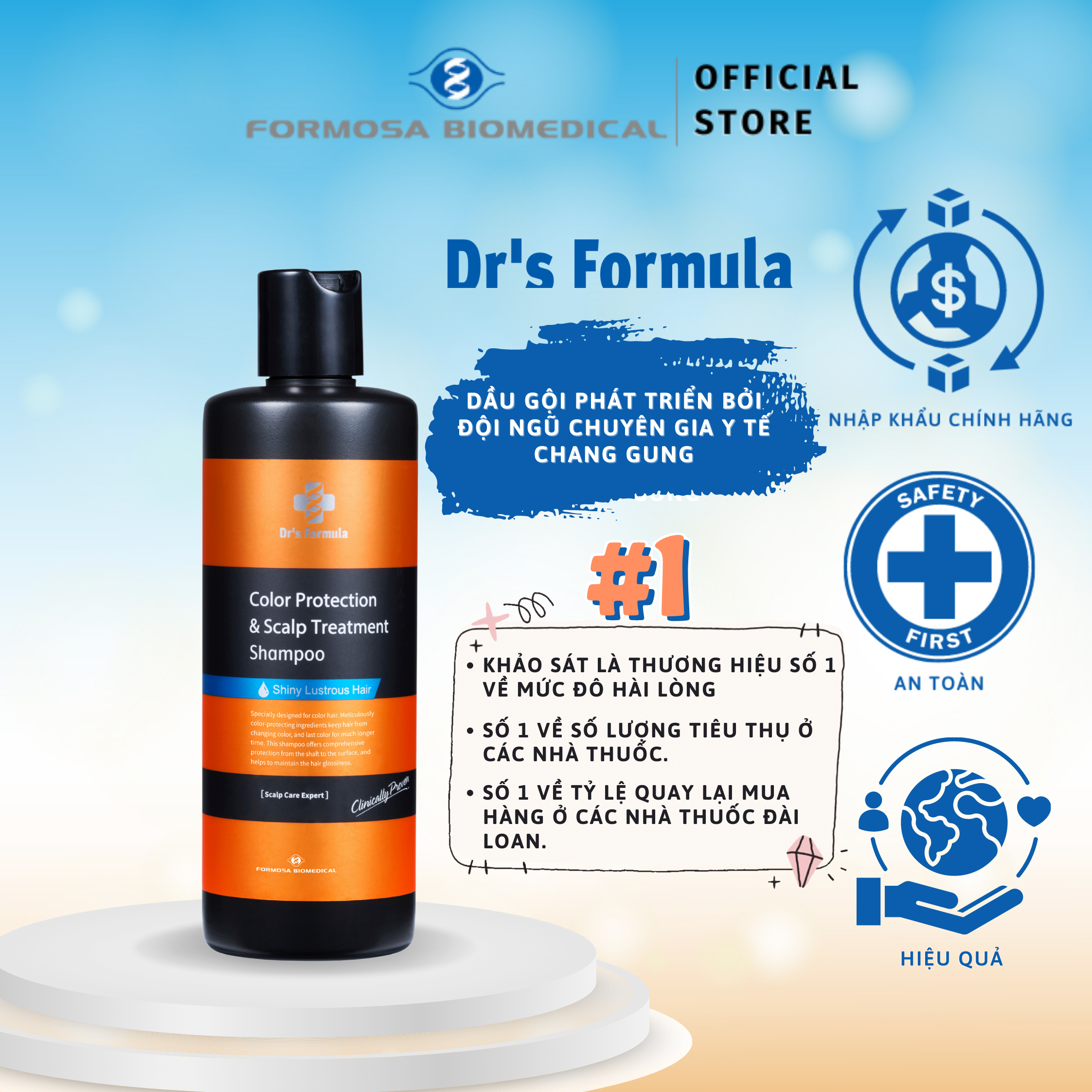 Dầu gội chăm sóc tóc nhuộm Dr's Formula Color Fixing & Scalp Treatment Shampoo giữ màu tóc lâu, chống phai màu