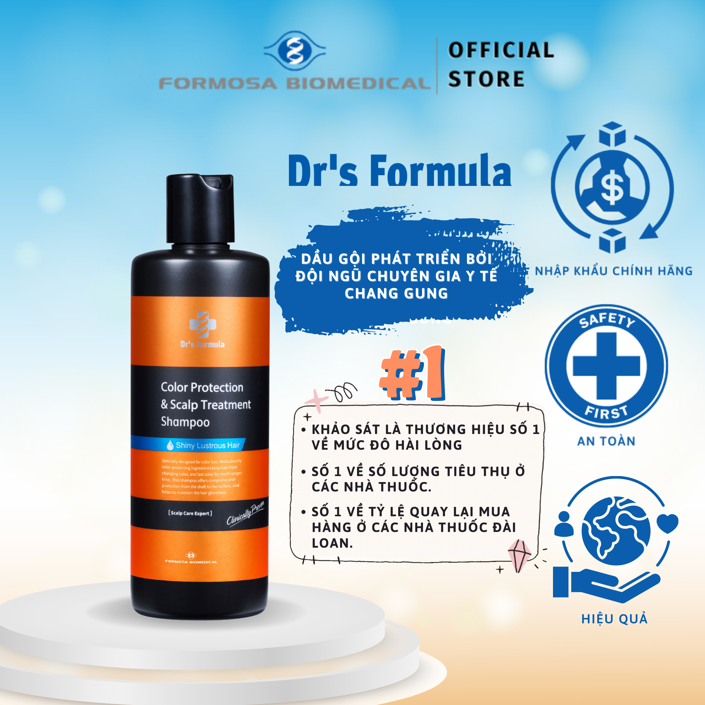 Dầu gội chăm sóc tóc nhuộm Dr's Formula Color Fixing &amp; Scalp Treatment Shampoo giữ màu tóc lâu, chống phai màu