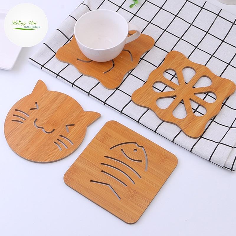 Miếng lót ly, nồi, chảo bằng gỗ chống nóng, chống trơn trượt tiện dụng siêu xinh